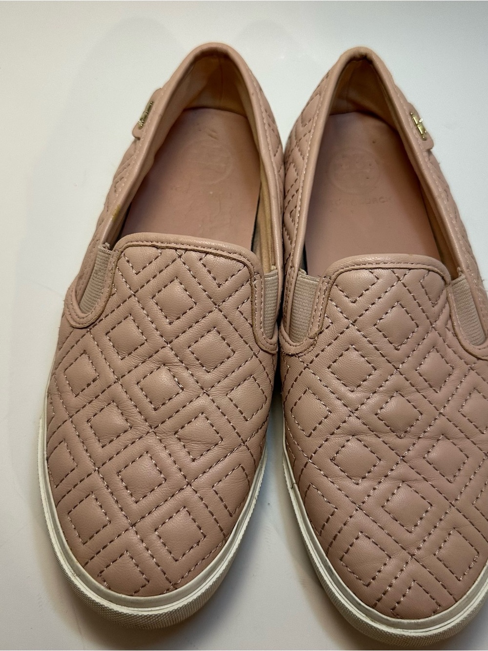 Tory Burch Quilted Slip-On Flats in Blush